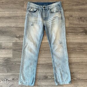 Buffalo David Bitton Men’s Slim Straight Light Wash Distressed Denim Jeans 32/32